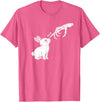 Cute Skeleton Hand Boop Bunny Rabbit Funny Easter Day T-Shirt in Pink Heather