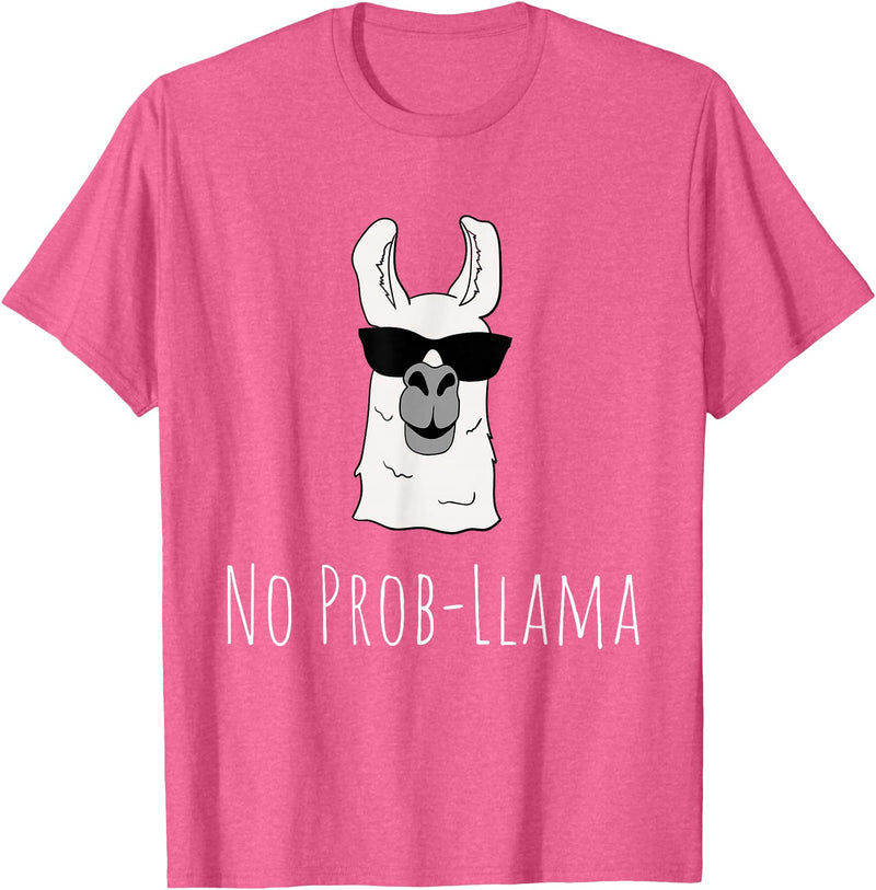 Llama Mama Apparel No Prob-Llama No Problem Cute Funny Cool Llama Alpaca Gift T-Shirt - Pink Heather