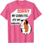 Funny Back to School Sorry My Guinea Pig Ate My Homework School Funny Guinea Pig T-Shirt - Pink Heather