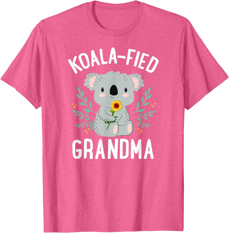 Mothers Day Stuff for Mom from Daughter or Son Koalafied Grandma Koala Bear Sunflower Floral Mothers Day T-Shirt - Pink Heather