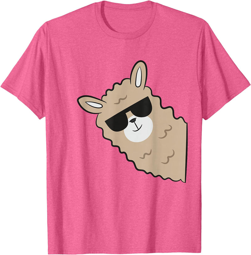 Funny Llama And Alpaca Gifts Cute Llama Alpaca with Sunglasses Funny Llama T-Shirt - Pink Heather