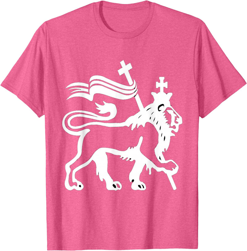 T and T Lion Christian Designs Lion Of Judah T-Shirt - Pink Heather