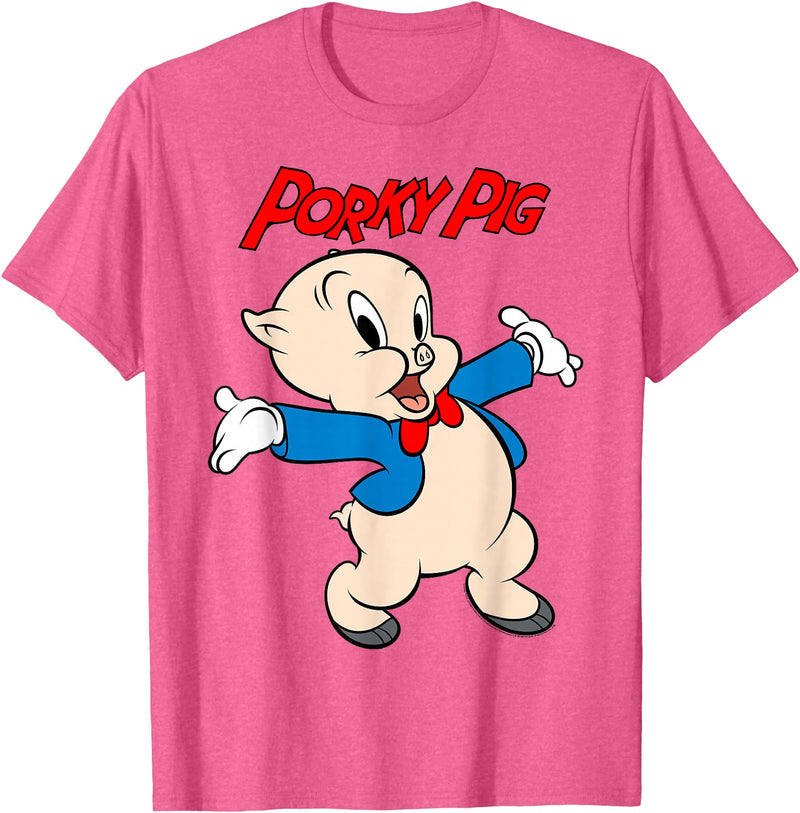 Looney Tunes Porky Pig Vintage Portrait T-Shirt - Pink Heather