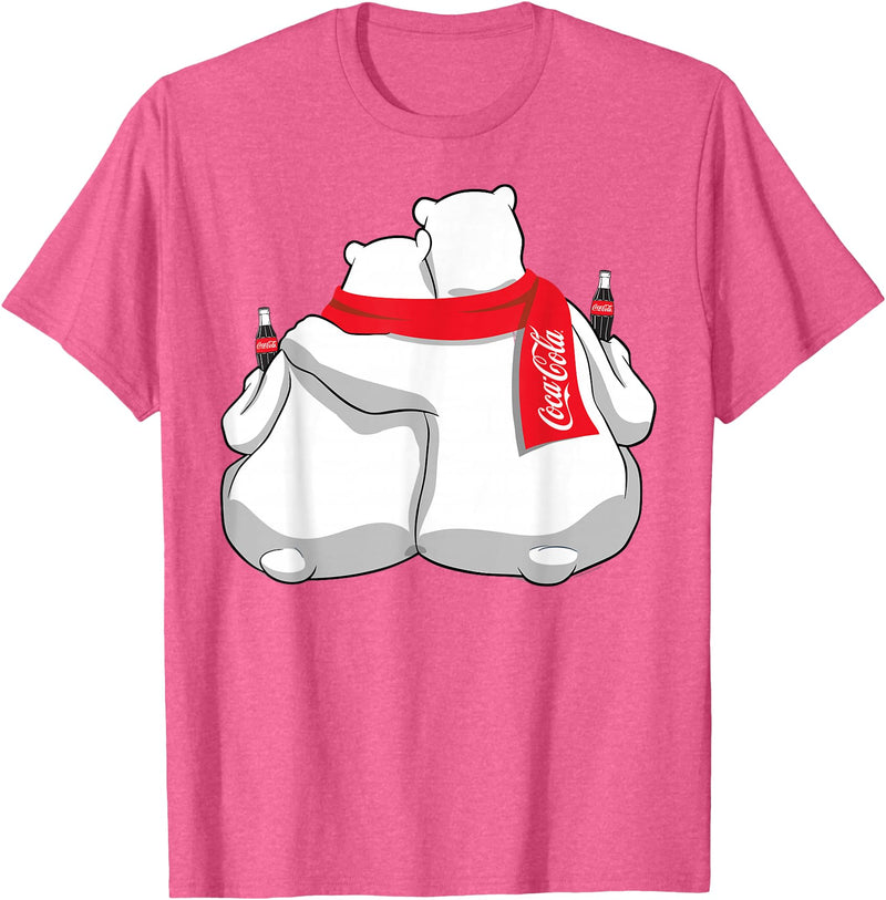 Coca-Cola Company Coca Cola Snowmies Polar Bears Holiday T-Shirt - Pink Heather