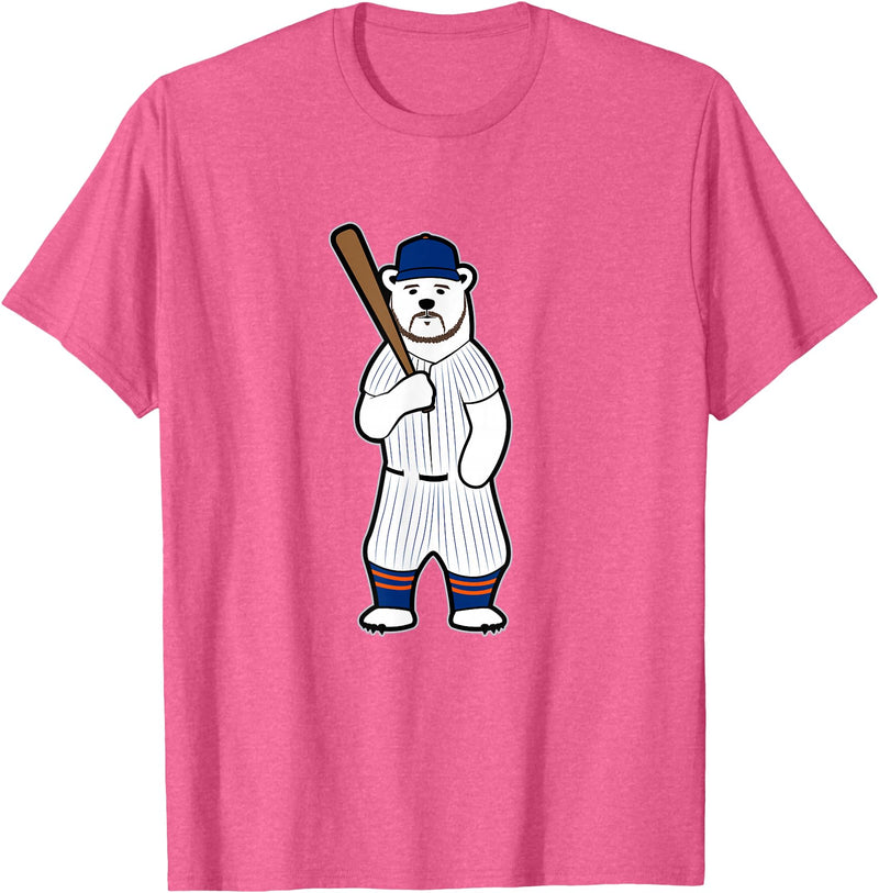 GrafixJoker Baseball Polar Bear Pete T-Shirt - Pink Heather