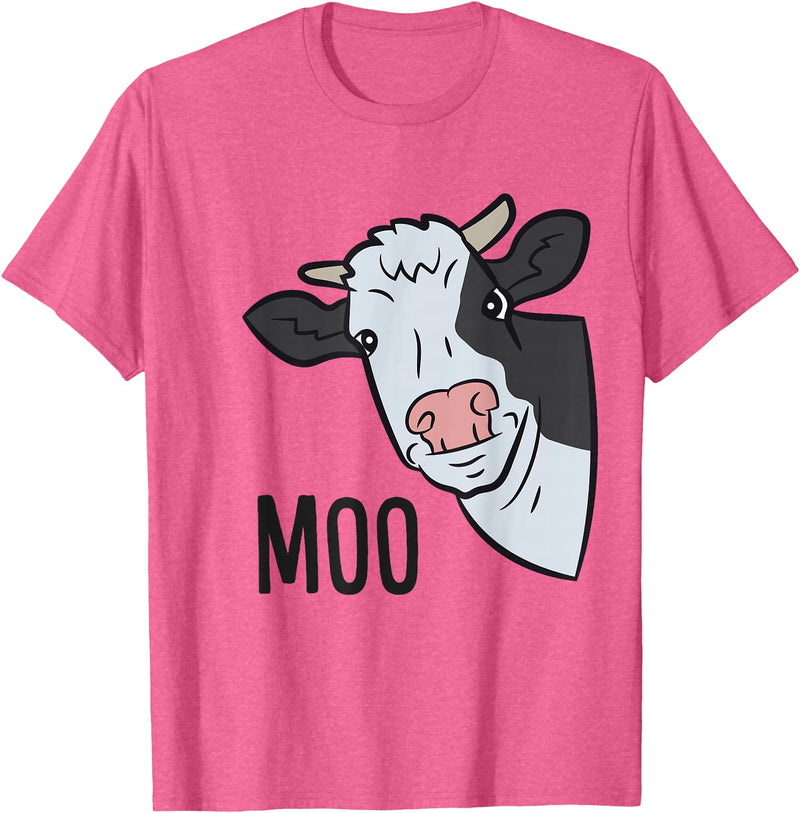 Cow Farm Animal Tees For Cow Lovers Cow Moo Farm Animal Funny Cow T-Shirt - Pink Heather