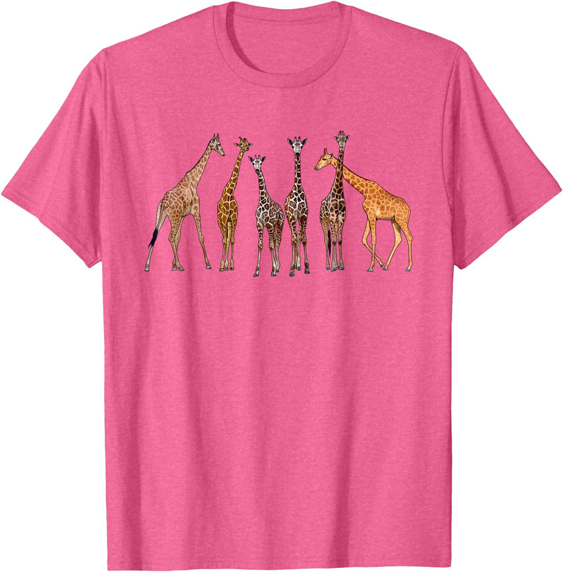 Giraffe Gift For Giraffe Lover Accessories & Stuff Cute Giraffe Design for Men Women Safari Zoo Giraffe Lovers T-Shirt - Pink Heather