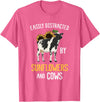 Funny Gift Idea for Sunflower and Cow Lovers Easily Distracted By Sunflowers and Cows T-Shirt - Pink Heather