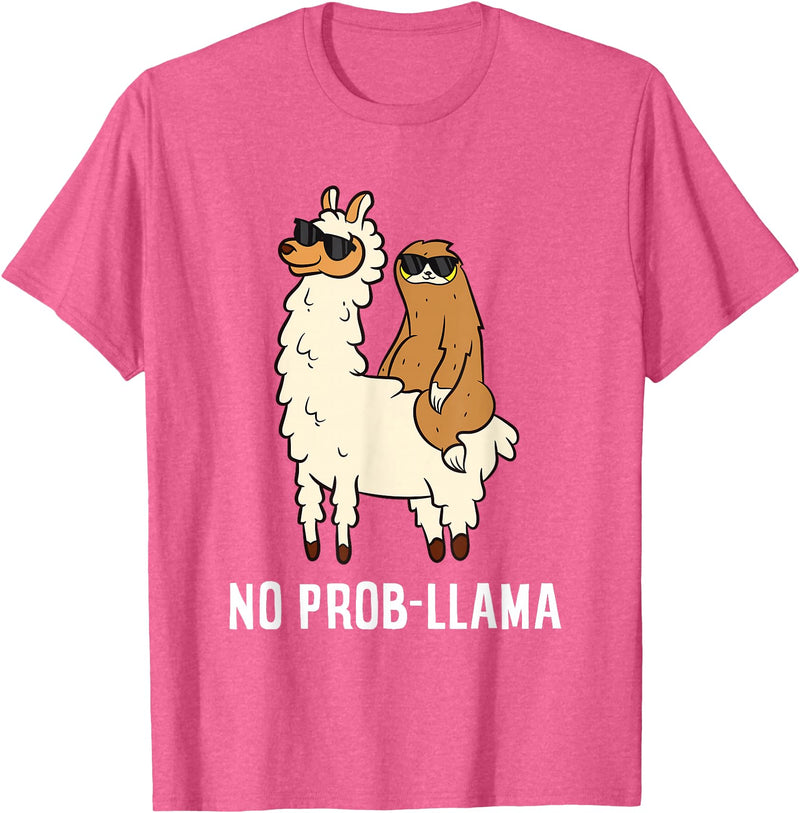 The Llama Lover No Prob-llama Cute No Prob Llama T-Shirt - Pink Heather