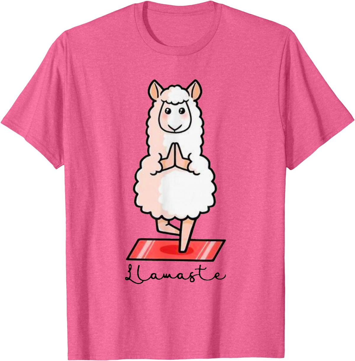 Dibba Designs Llamaste Llama Alpaca Yoga Exercise Fitness Gym Workout T-Shirt - Pink Heather