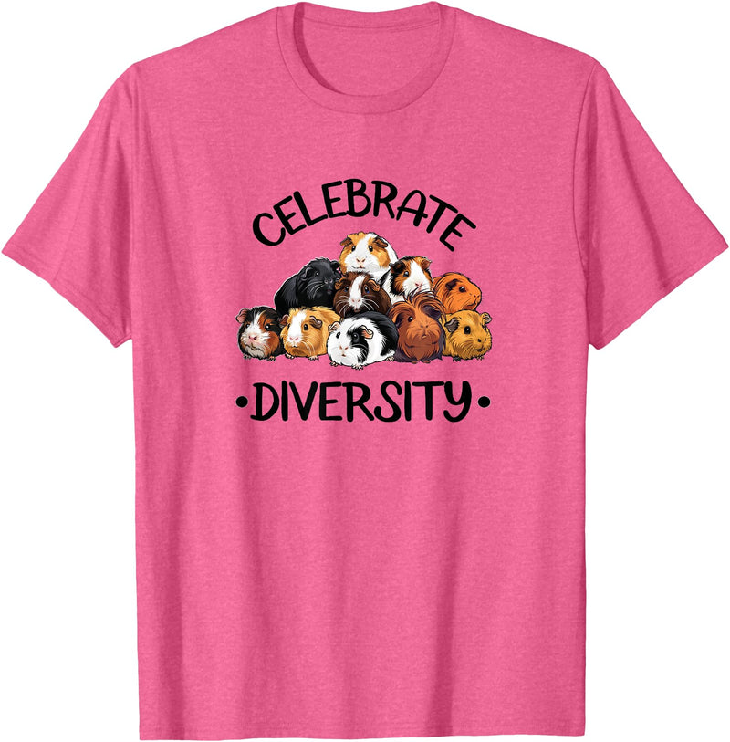 Funny Cavy Mom Love Gifts T Shirts & Hoodies Celebrate Diversity Kids Cute Wheek Merch Guinea Pig Lover T-Shirt - Pink Heather