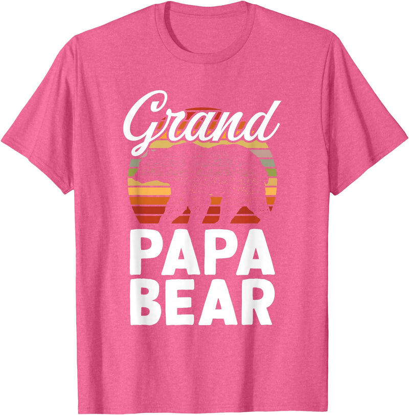 Crazy Grandpa Apparel & Gifts Fun Grandpa Animal Sunset Graphic - Grandpapa Bear T-Shirt - Pink Heather