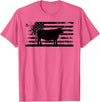 Funny Red Angus Rancher Gift for Cattle Lover USA American Flag - America Cow Red Angus Rancher T-Shirt - Pink Heather