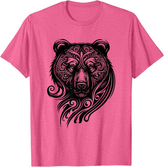 Best Tribal Tattoo Designs I Trends I Born for Art Bear Grizzly Nordic Indian Celtic Mythology Wild Animal Fan T-Shirt - Pink Heather