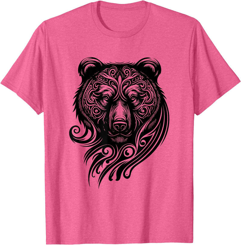 Best Tribal Tattoo Designs I Trends I Born for Art Bear Grizzly Nordic Indian Celtic Mythology Wild Animal Fan T-Shirt - Pink Heather