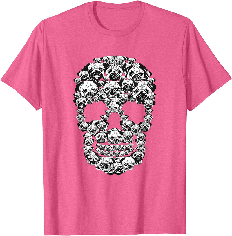 Funny Halloween Dog Costume Gift Idea Funny Skull Costume Men Women Pug Lover Halloween Dog T-Shirt - Pink Heather