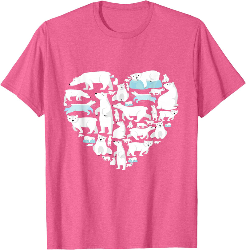 Polar beart lover heart gifts idea kids boys girls Polar Bear Lover Polar Bear Heart Valentine Gift Men Women T-Shirt - Pink Heather