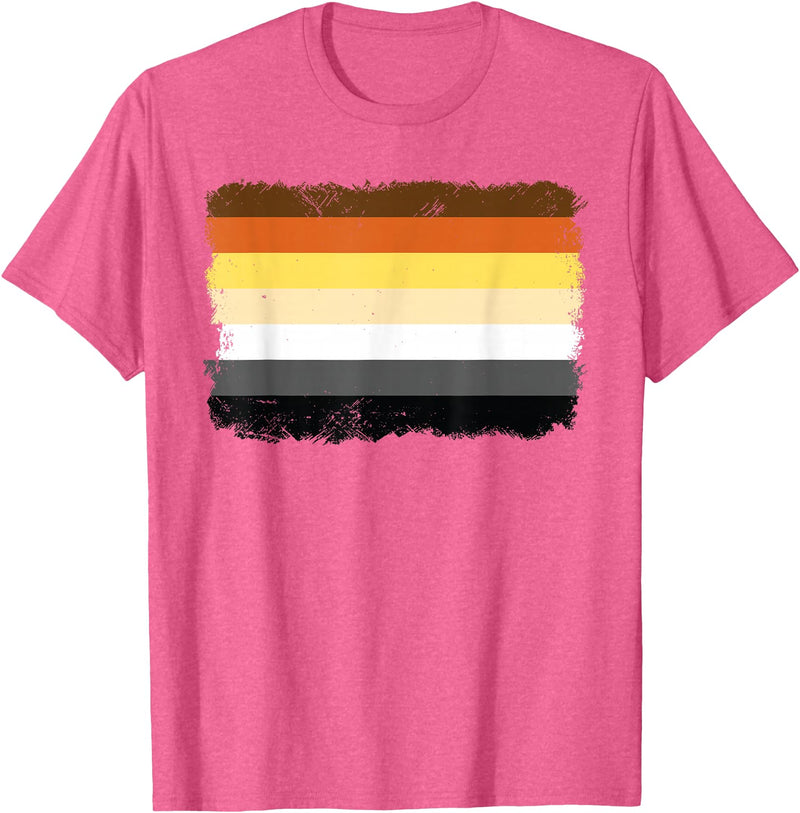 LGBTQ Bear Flag Gay Pride Gift For Men LGBT Papa Mens Gay Pride Month - Gay Flag Bear T-Shirt - Pink Heather