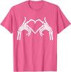 Skeleton Hand Halloween Trendy Novelty Graphic Art Skeleton Hands Heart Sign Halloween Tops T-Shirt - Pink Heather
