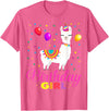 Birthday Llama Shirts Gift Cute Llama Shirt Party Animal Funny Gift for Birthday Girl T-Shirt - Pink Heather