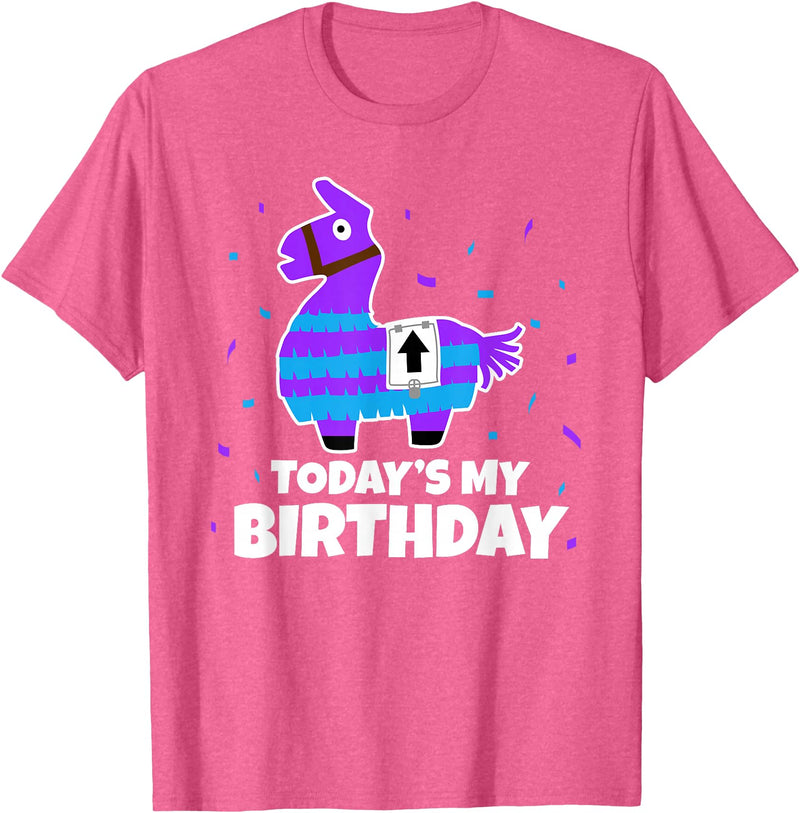 Todays My Bday LLama Tees Cute Birthday Llama Funny Bday Animal Party T-Shirt - Pink Heather