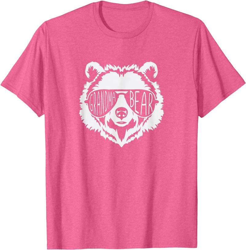 grandma Bear Family Apparel Grandma Bear Face with Sunglasses T-Shirt - Pink Heather