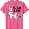 Matching Llama Birthday Party Supplies Birthday Llama Girl Birthday Party Llama Birthday Outfit T-Shirt - Pink Heather