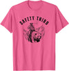 Exteevaganza Safety Third Cowboy Riding Bear Humorous Graphic T-Shirt - Pink Heather