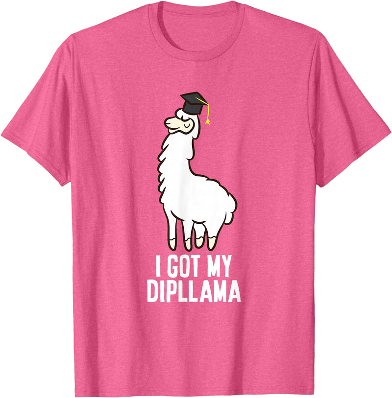 Funny Llamas Gifts LLama Graduation I Got My Dipllama Cute Llama T-Shirt - Pink Heather