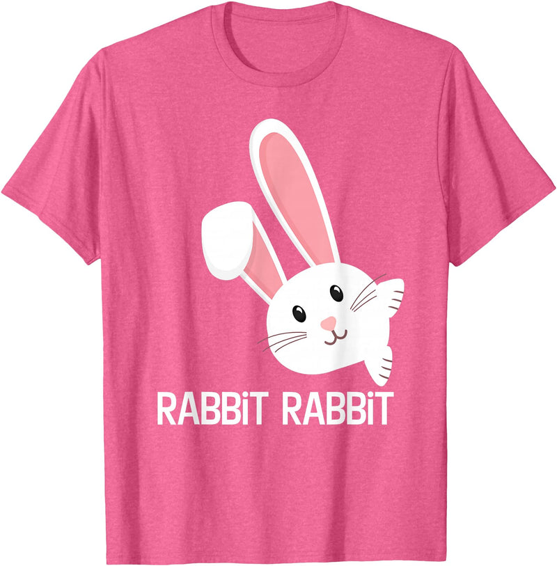 Rabbit First Day of the Month Good Luck Phrase T-Shirt in Pink Heather