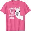 BDAZ Llama Tell You About Jesus Funny Christian Bible Gospel T-Shirt - Pink Heather