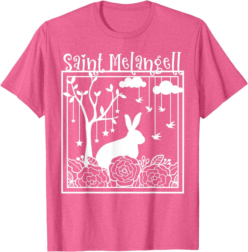 St Melangell Hares Rabbit Owner Catholic T-Shirt in Pink Heather