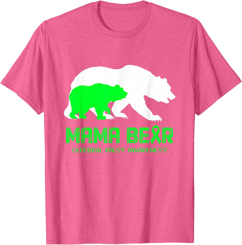 Cerebral Palsy Awareness T-Shirt Mama Bear Cerebral Palsy Awareness Shirt For Women Men T-Shirt - Pink Heather