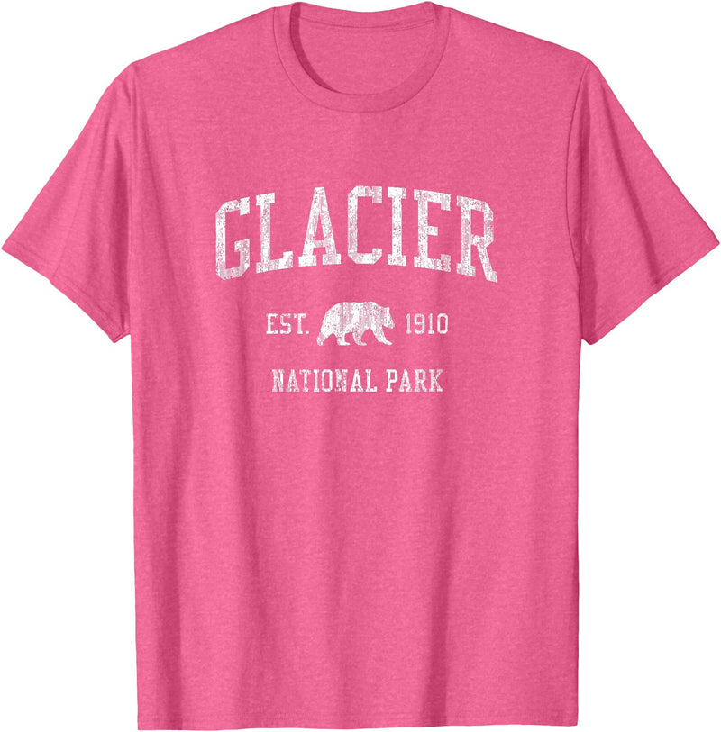 Jim Shorts Glacier National Park T-Shirt Vintage Sports Design Tee T-Shirt - Pink Heather