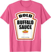 Funny Bottle Label Halloween 2024 Condiment Outfit Bold Buffalo Sauce Bottle Label Funny Halloween Costume T-Shirt - Pink