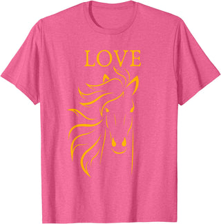 I Love Horses Shirts and Gifts Women and Girls Stylish Love Horse Head T-Shirt - Pink Heather