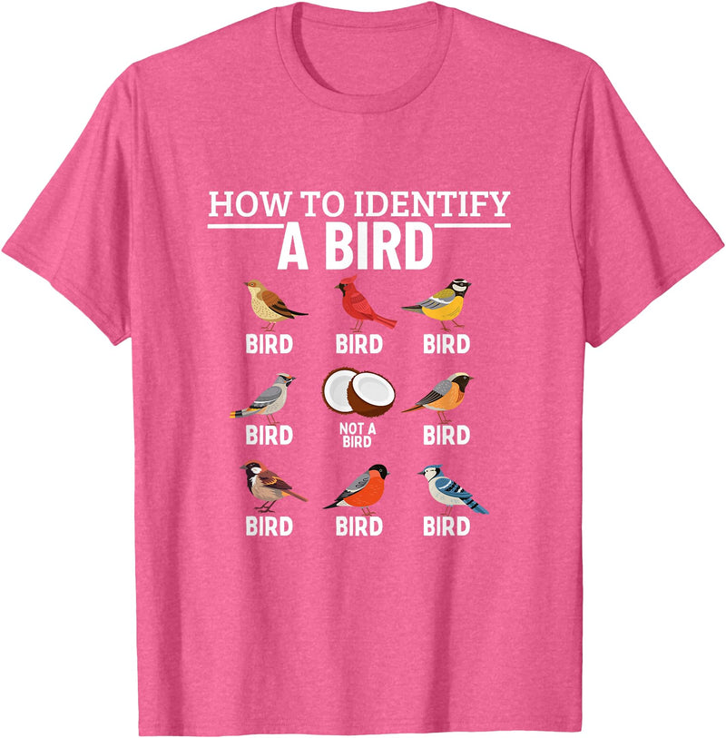 Funny Birding Watch Designs How to Identify A Bird Funny Bird Watching T-Shirt - Pink Heather