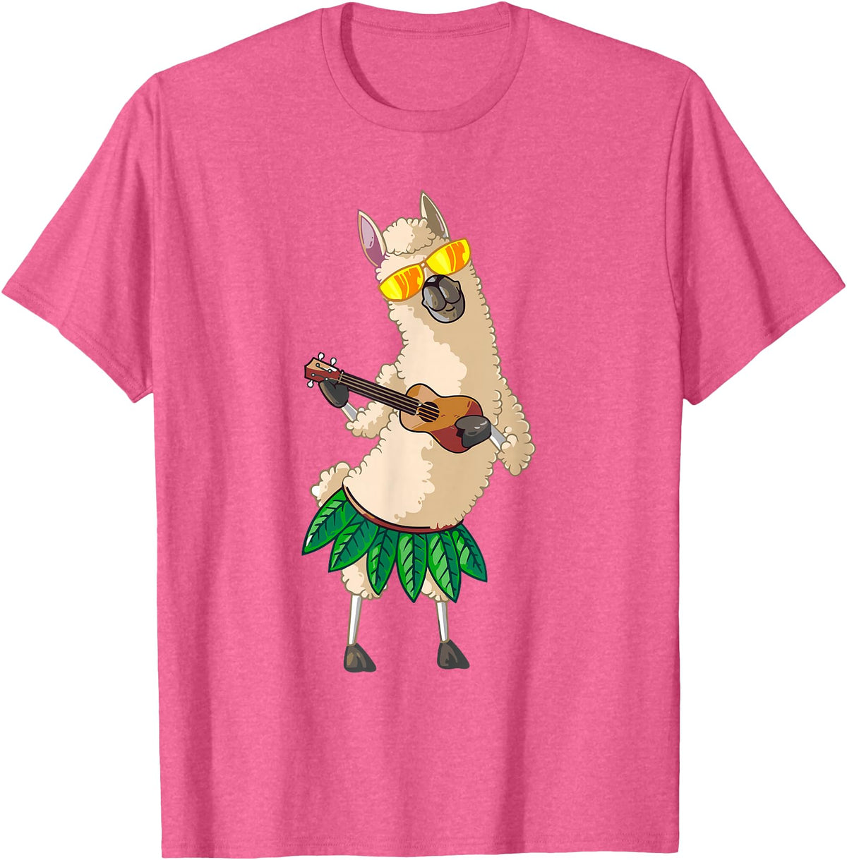 Llama Ukulele Luau TShirt Cute Gifts Llama Ukulele Luau Cute Funny Cool Hawaii Alpaca Gift T-Shirt - Pink Heather