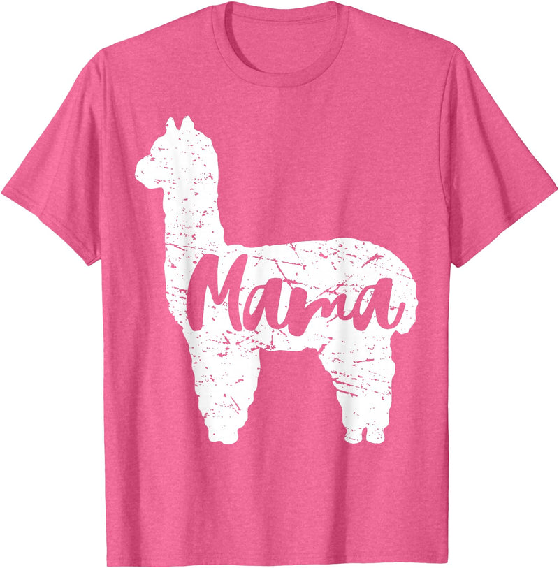 Happy Mothers Day Shirt Cute Gift Ideas Cute Proud Mama Llama Alpaca Happy Mothers Day Gift Shirt T-Shirt - Pink Heather