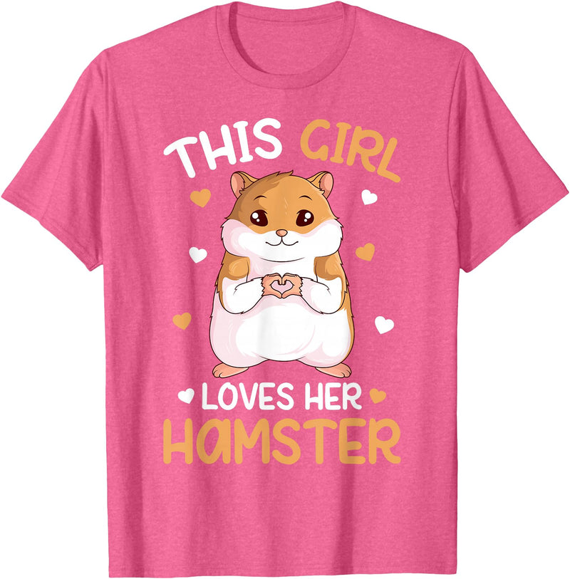 This Girl Loves Her Hamster Hammy Girls Hamster Lover T-Shirt - Pink Heather
