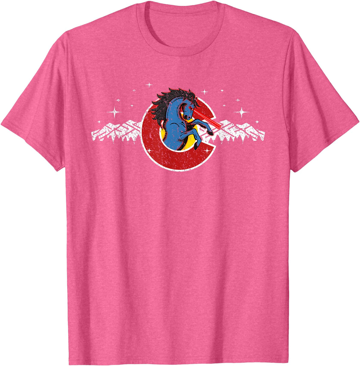 Colorado Underground Colorado Blucifer Demon Horse T-Shirt - Pink Heather