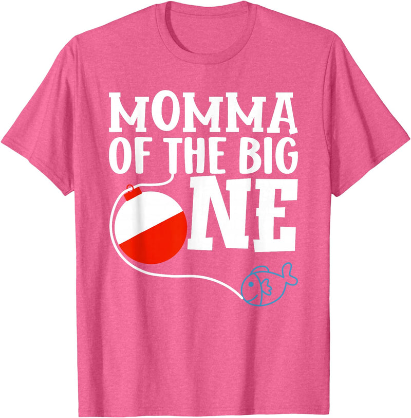 Family Ofishally One Birthday Theme Fishing Momma of The Big One Fishing Boy First Birthday Ofishally T-Shirt - Pink Heather