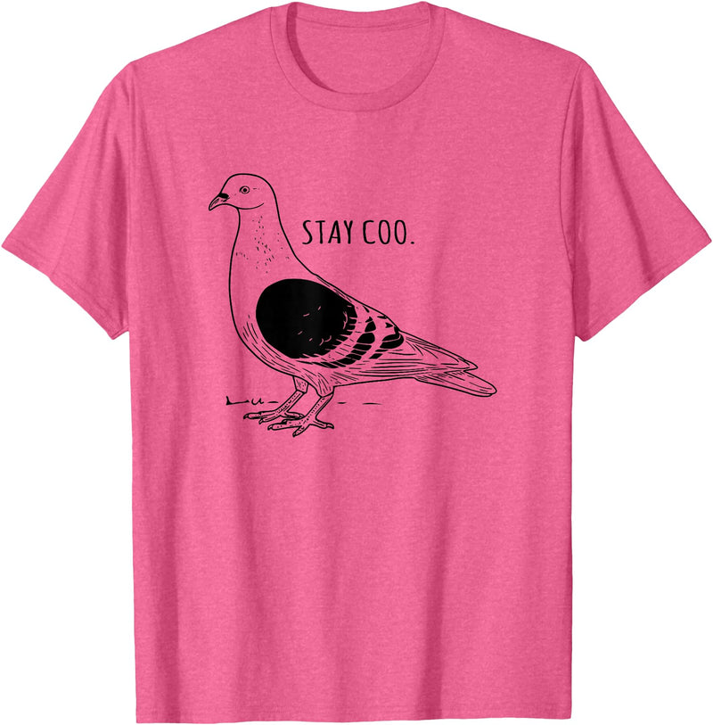 Funny Pigeon Apparel Tee Co. Stay Coo Pigeon Cool Bird Lovers Funny Bird Meme Saying T-Shirt - Pink Heather