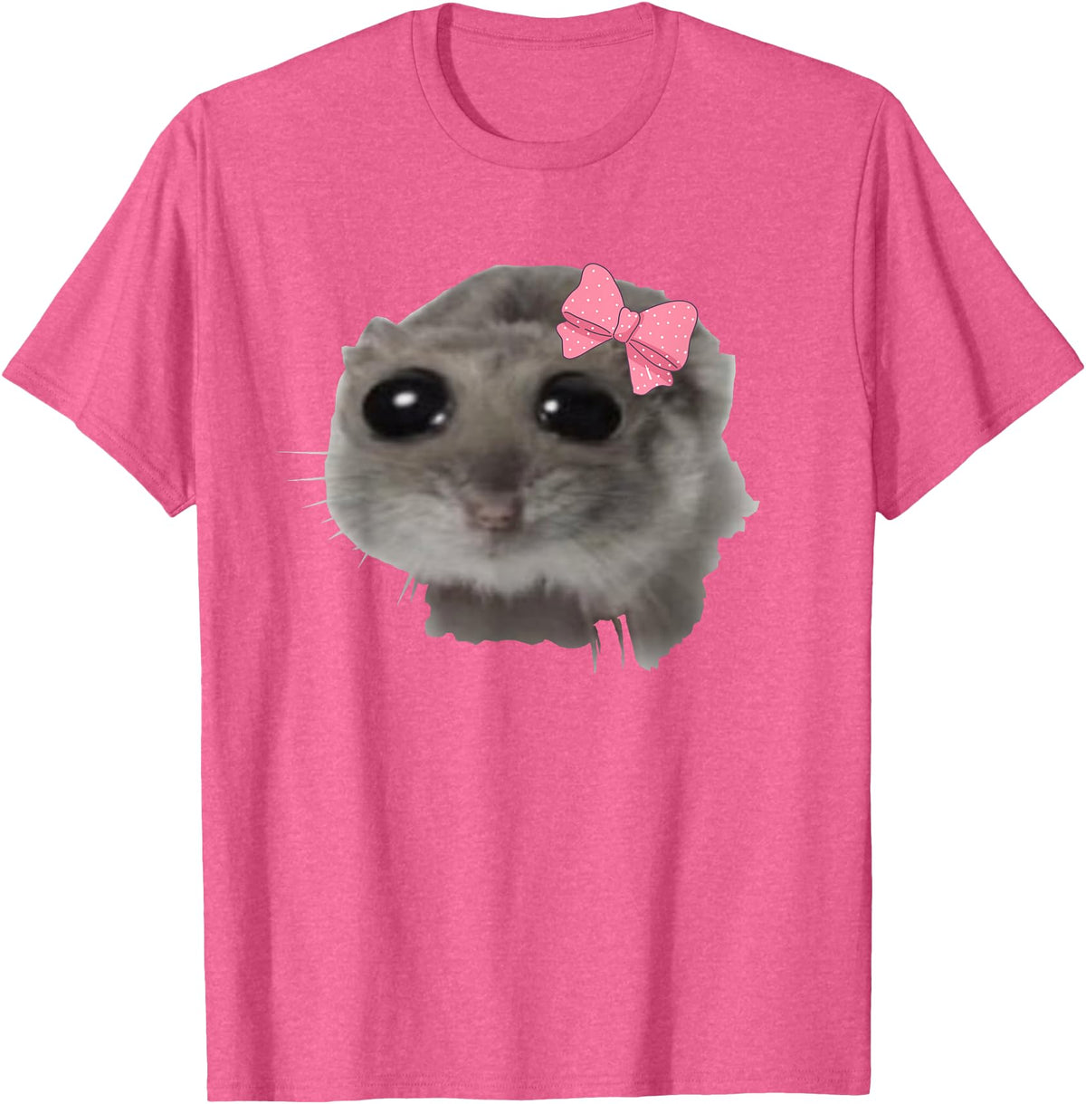 Coquette Sad Hamster Meme Crying T-Shirt - Pink Heather