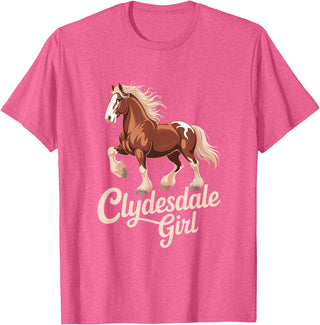 Clydesdale Horse Lovers Club Clydesdale Girl Vintage Horse Equestrian T-Shirt - Pink Heather