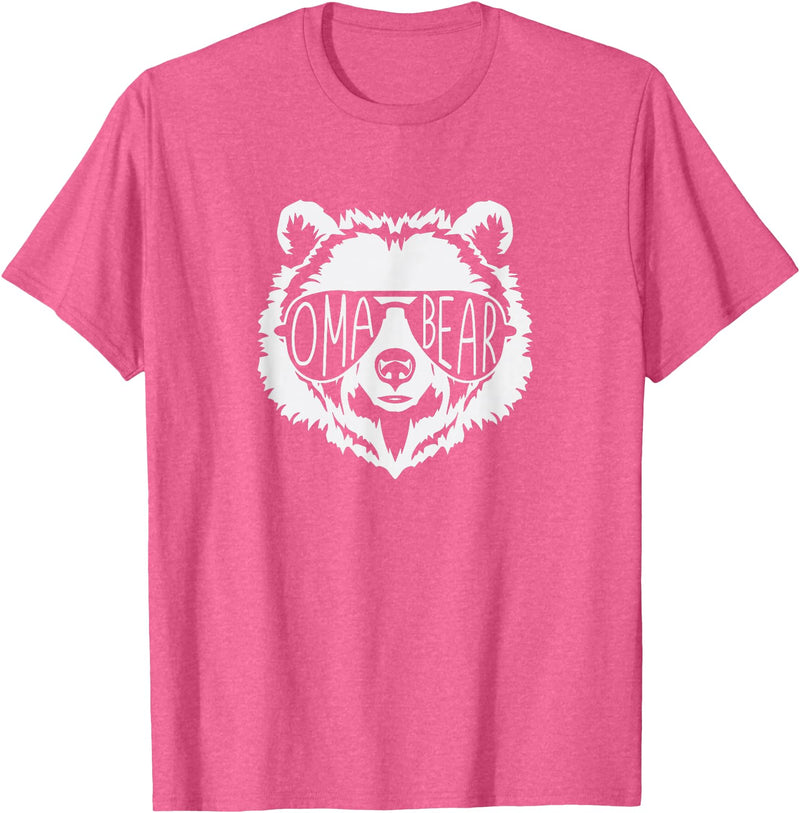 oma Bear Family Apparel Grandma Bear Face with Sunglasses T-Shirt - Pink Heather