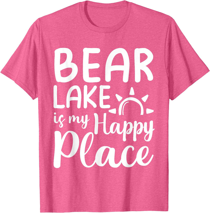 Lake Gifts & Accessories Bear Lake Is My Happy Place - Camping Nature Outdoor Lake T-Shirt - Pink Heather
