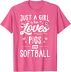 Pigs Memme Just A Girl Who Loves Pigs And Softball Gift Women T-Shirt - Pink Heather