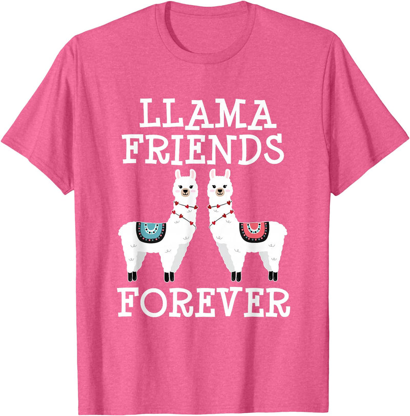 Llama Friendship Girls Llama Friends Girls Women Llama Friendship T-Shirt - Pink Heather