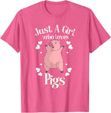Cool Animal Farmers Year Of Pig Women Girl Designs Funny Just A Girl Who Loves Pigs Gift | Cute Mini Piggy Kids T-Shirt - Pink Heather